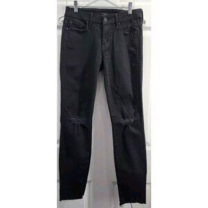 Mother Jeans Women 26 Black Distressed Skinny Looker Ankle Fray Guilty As Sin